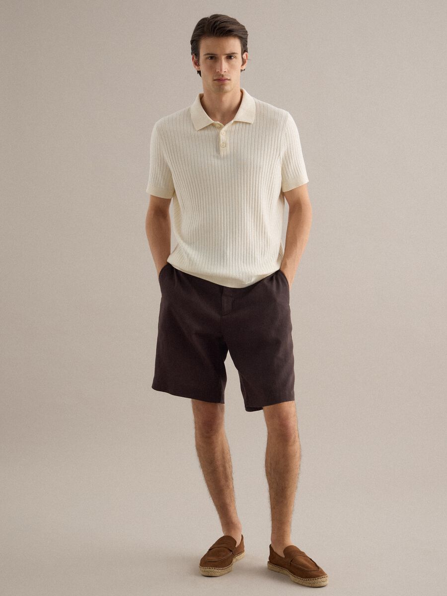 Bermuda in puro lino marroni regular fit_1