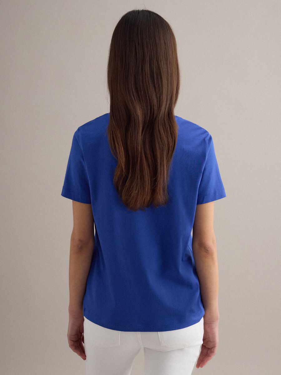 Regular fit blue crew neck cotton T-shirt_3
