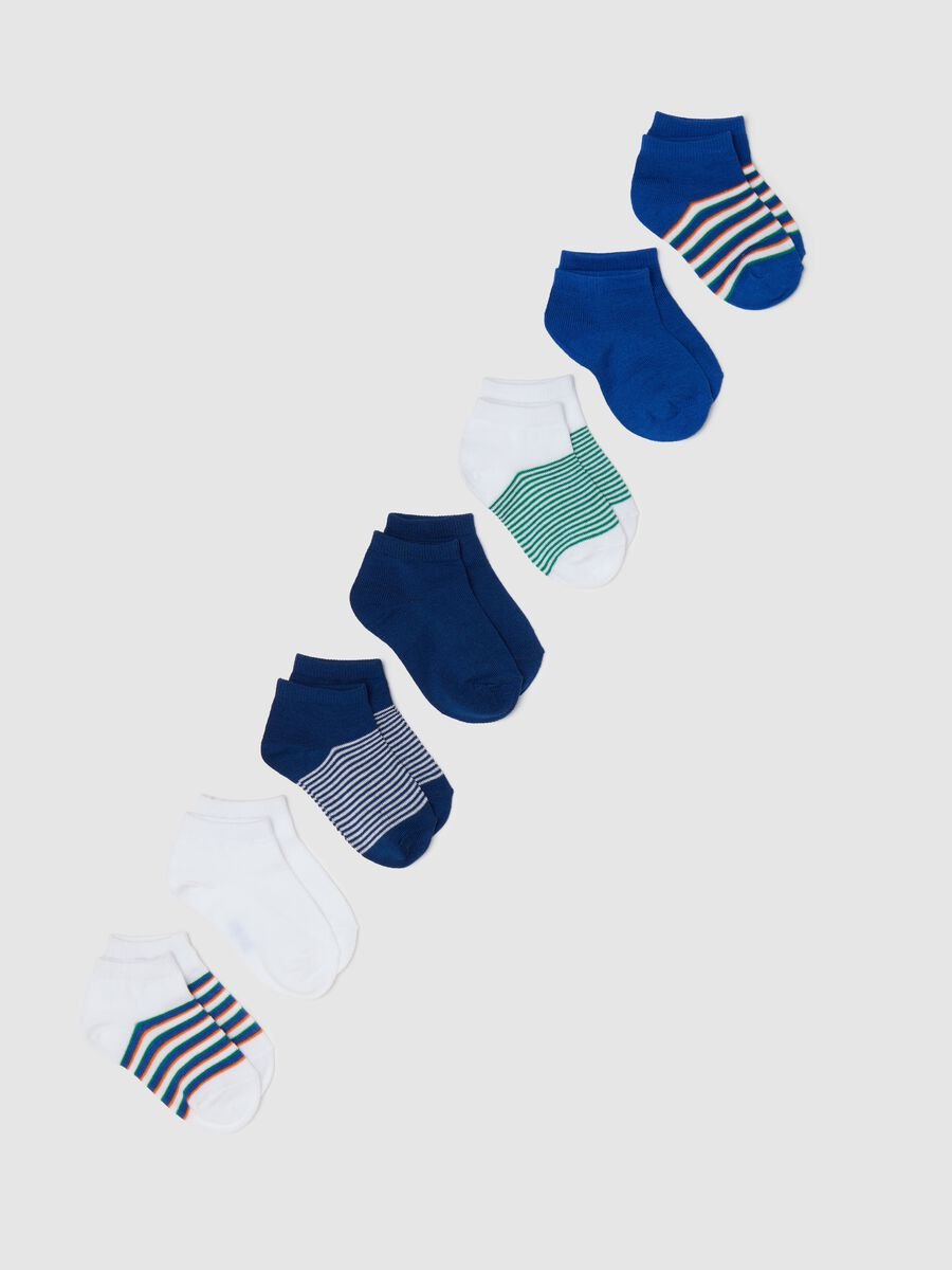 Seven-pair pack green and blue shoe liners with stripes_0