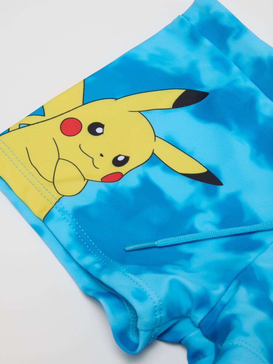 Children's blue stretch fabric swimsuit with Pokémon print_2