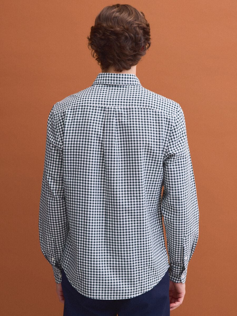 Camicia oxford verde a quadri in puro cotone con collo button-down regular fit_3