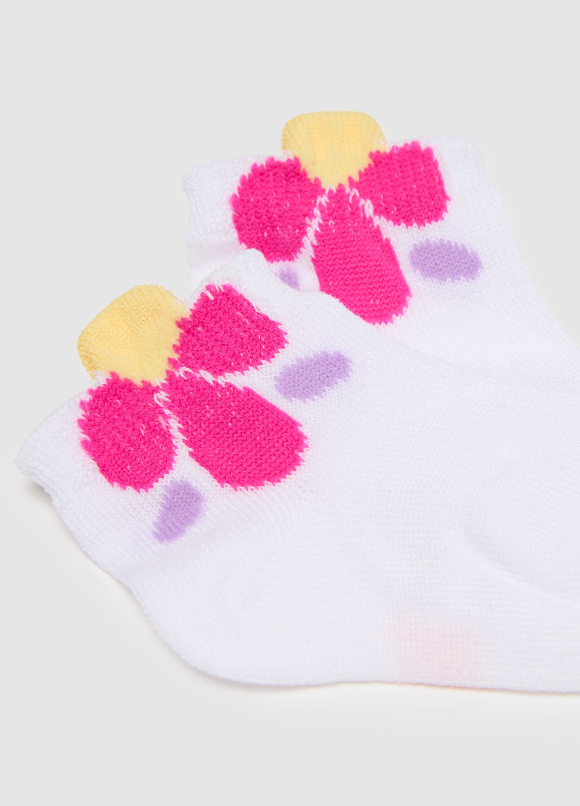 Calzini corti da bambina in cotone multicolor con motivo