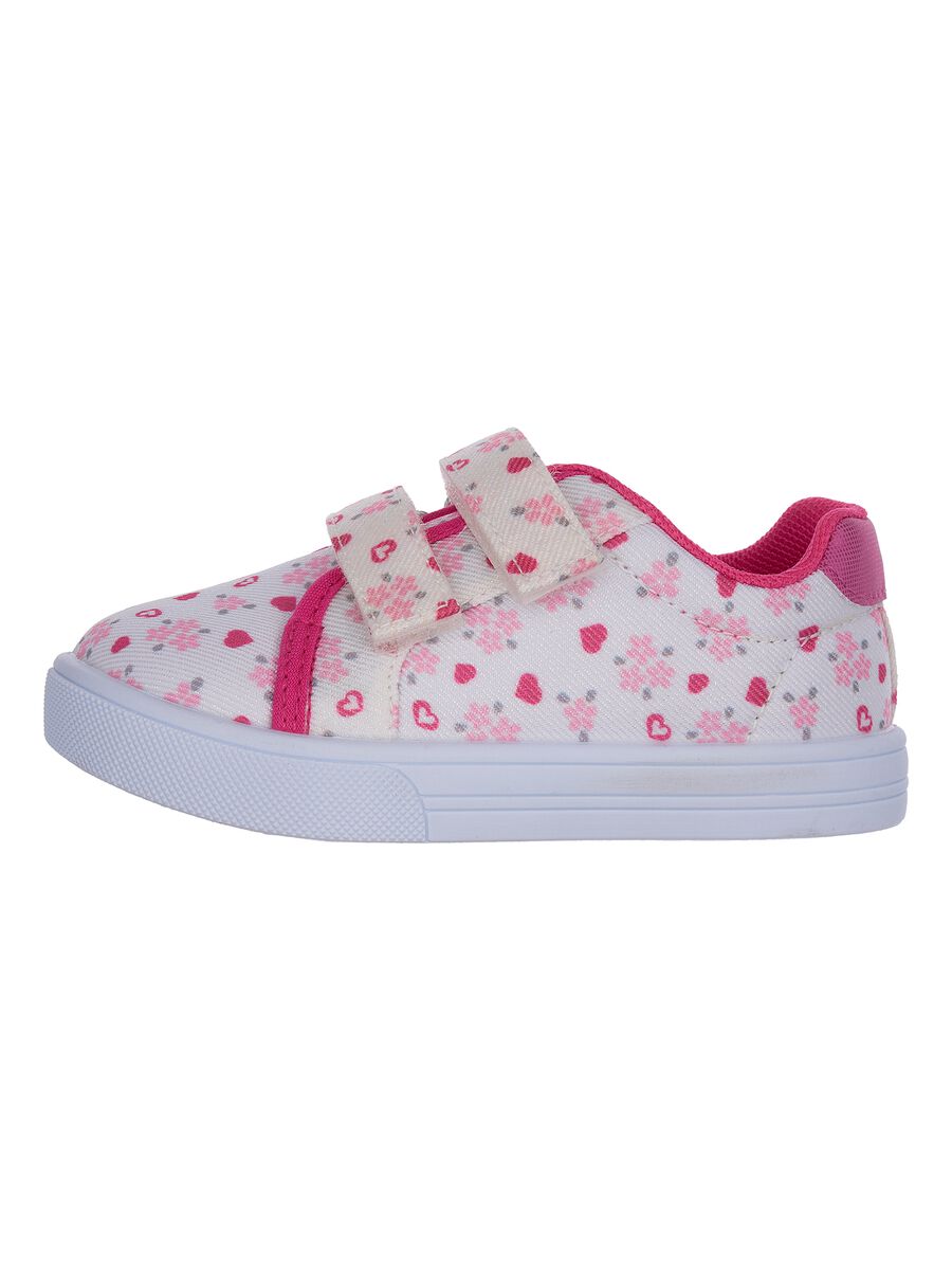 Sneakers multicolor da bambina con chiusura a strappo e motivo a fiori_0