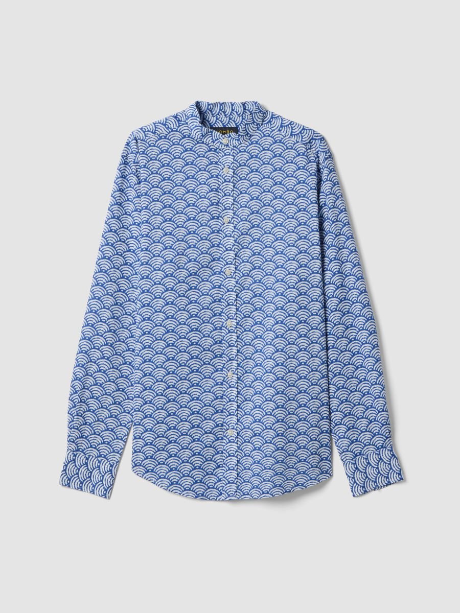 Camicia multicolor con collo alla coreana in puro cotone regular fit_4