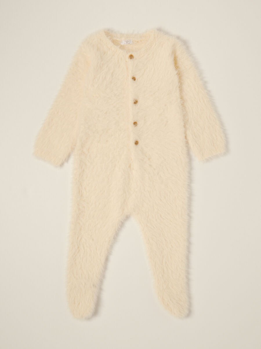 White Knitted Baby Romper_0