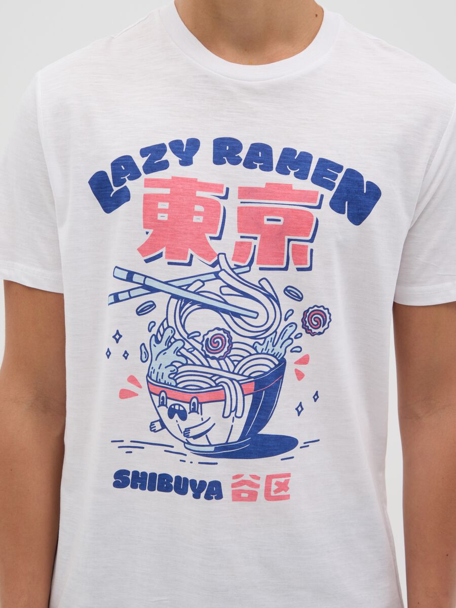 White Cotton Lazy Ramen T-Shirt_2