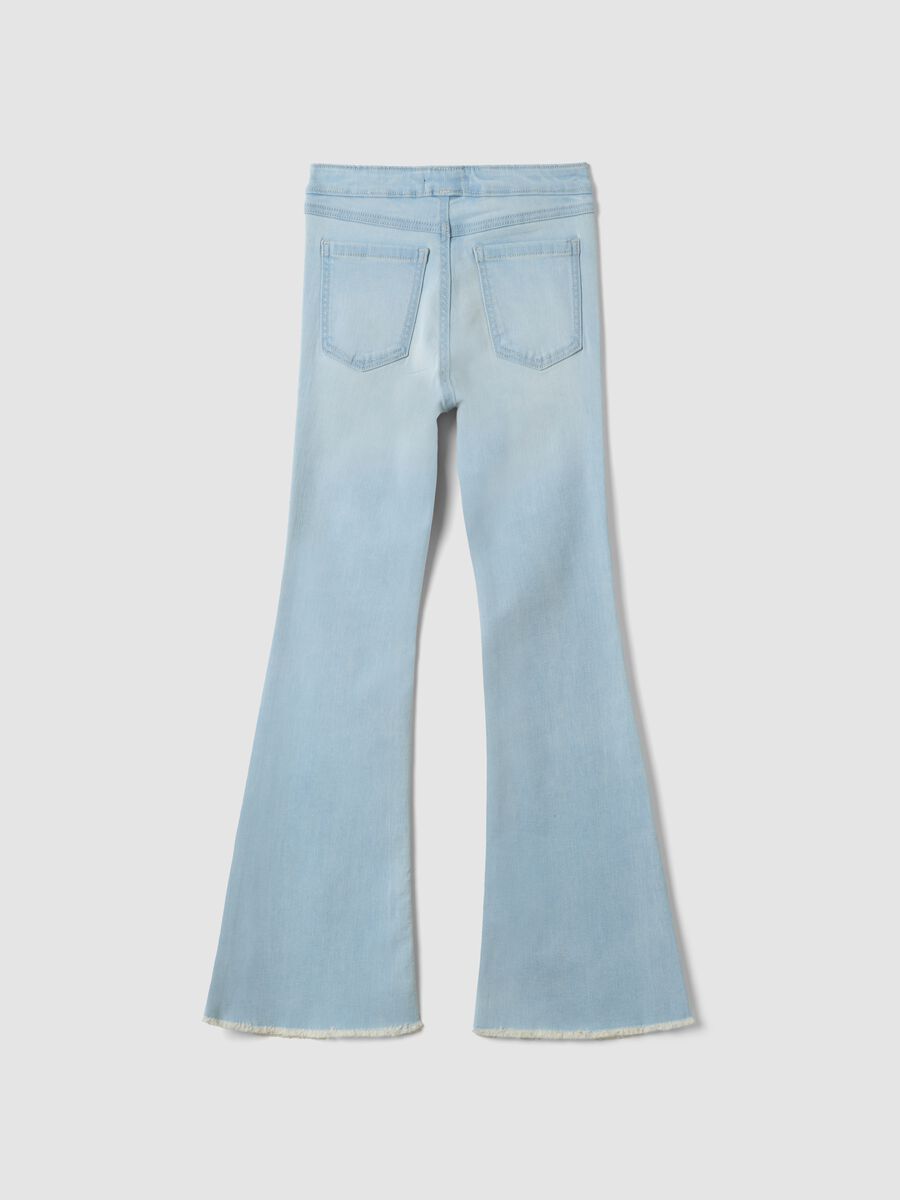 Jeggings azzurri flare in cotone e viscosa elasticizzata per ragazza_2