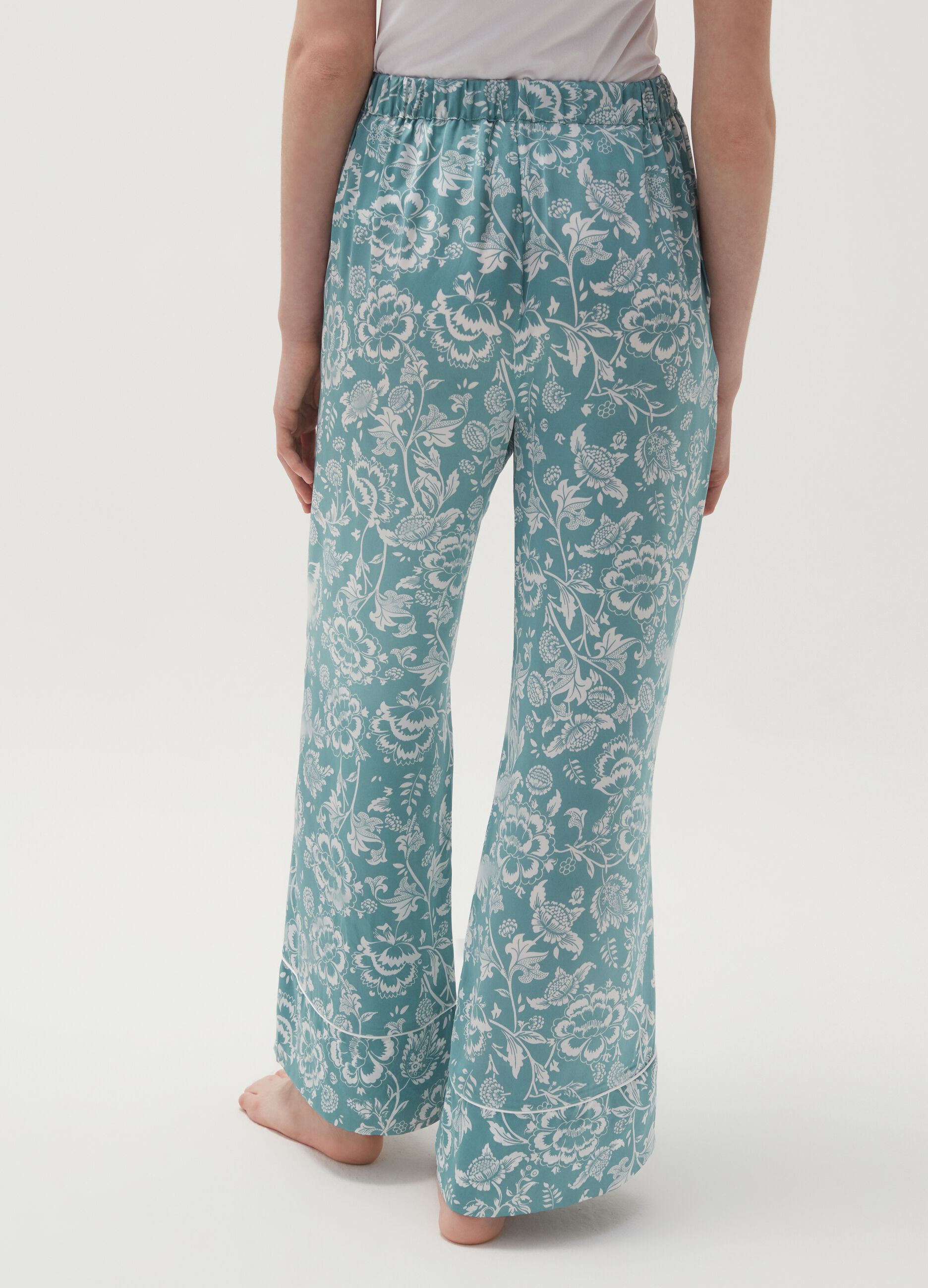 Pantalone pigiama wide leg floreale