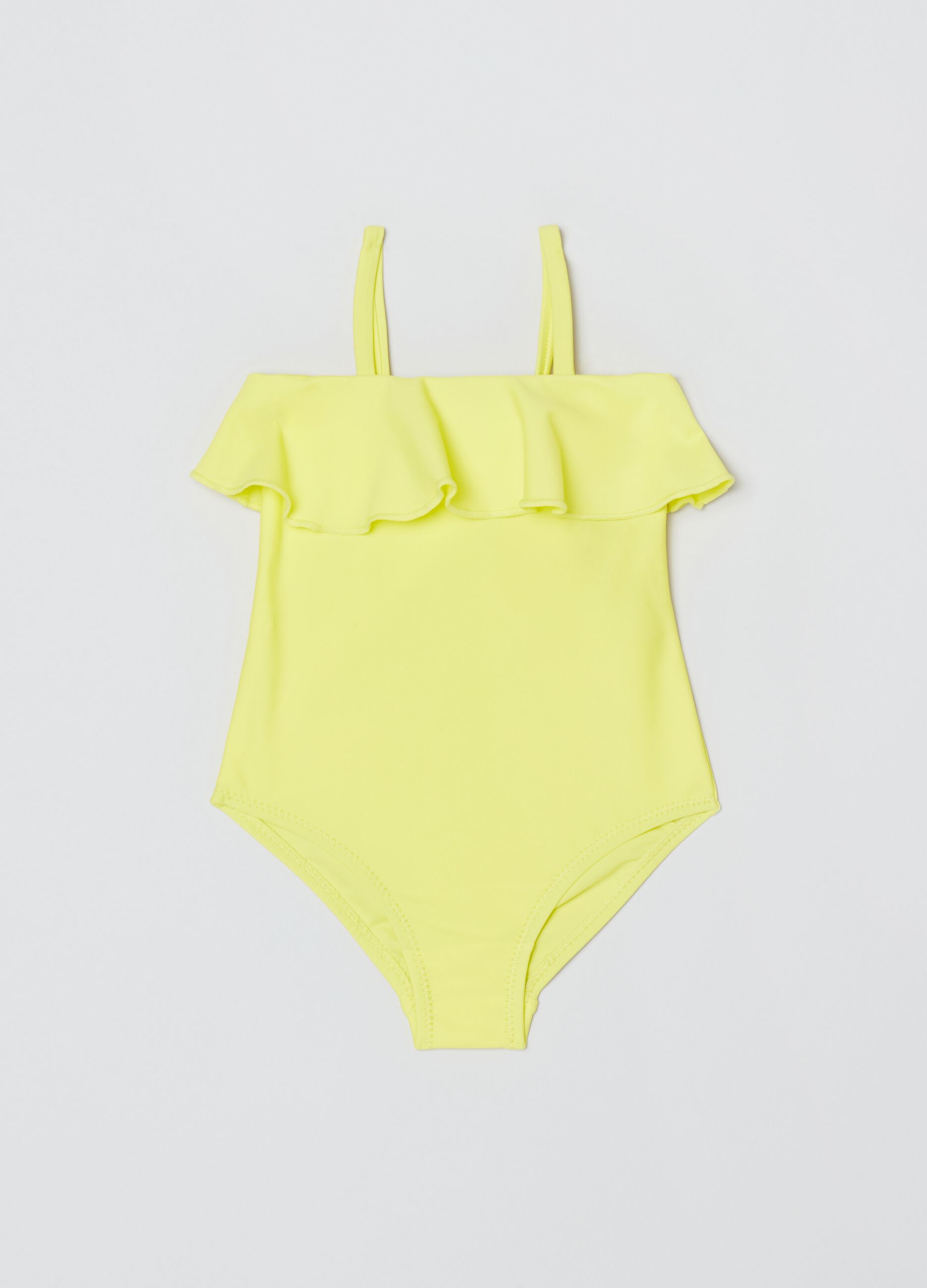 One-piece swimsuit with frill