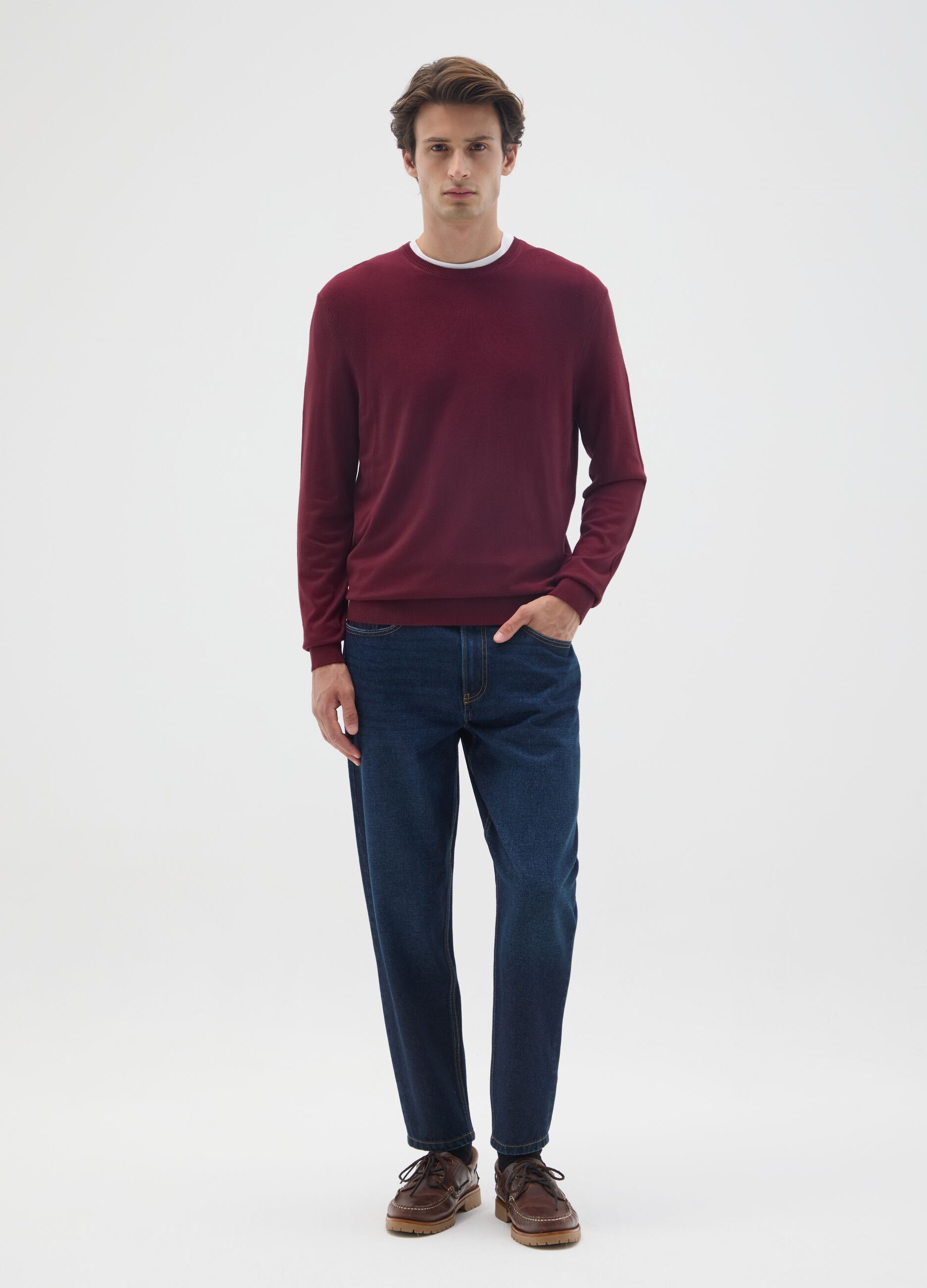 Red viscose blend regular fit jumper