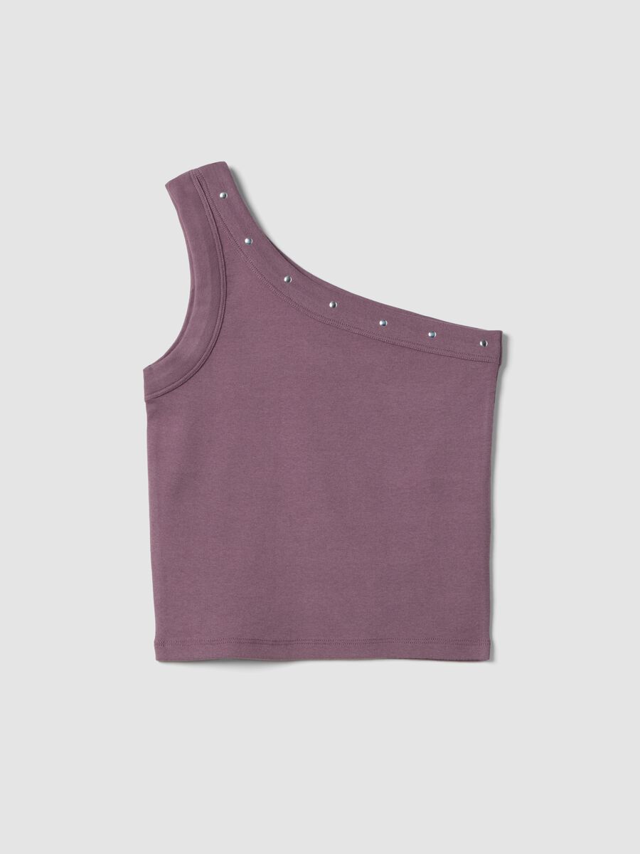Tank top fitted in cotone elasticizzato viola da ragazza_3