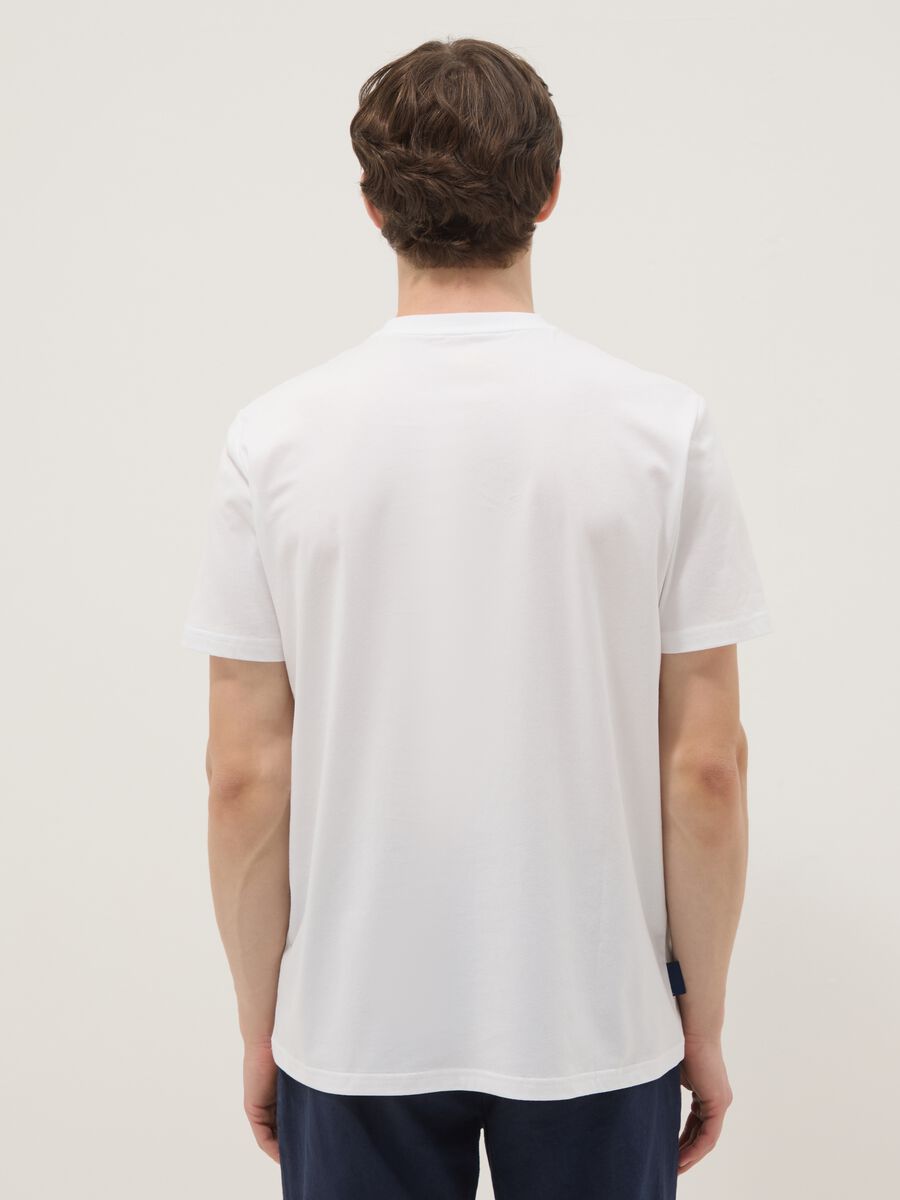 White pure cotton T-shirt with front print, regular fit_3