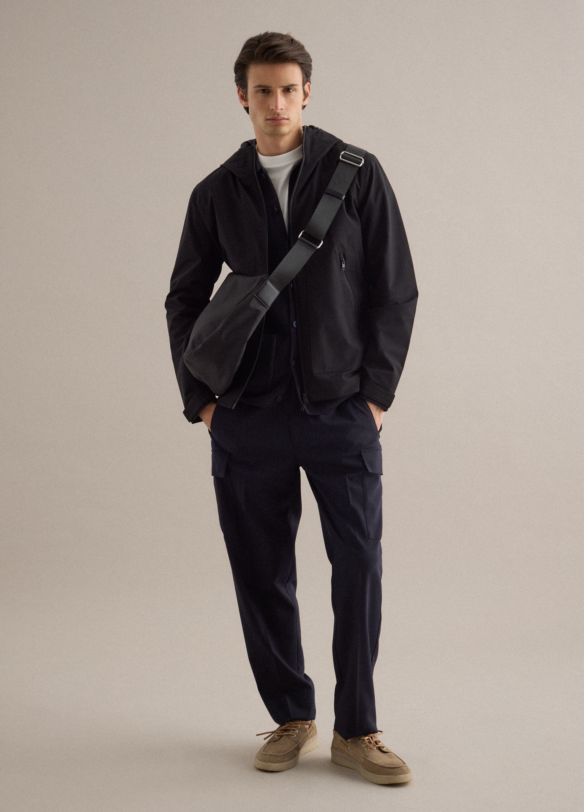 Black crossbody bag with adjustable strap