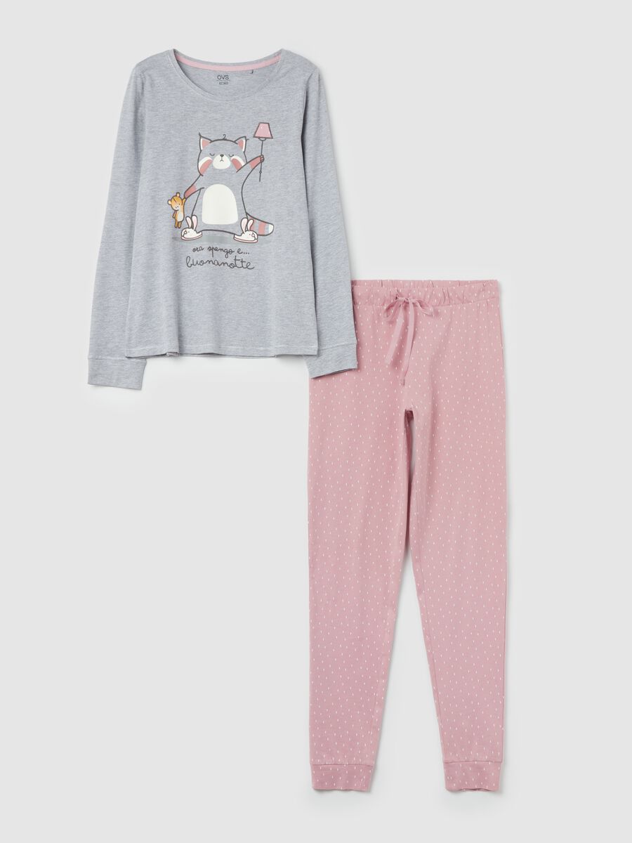 Long pyjamas with "Ora spengo e ... buonanotte" print_4