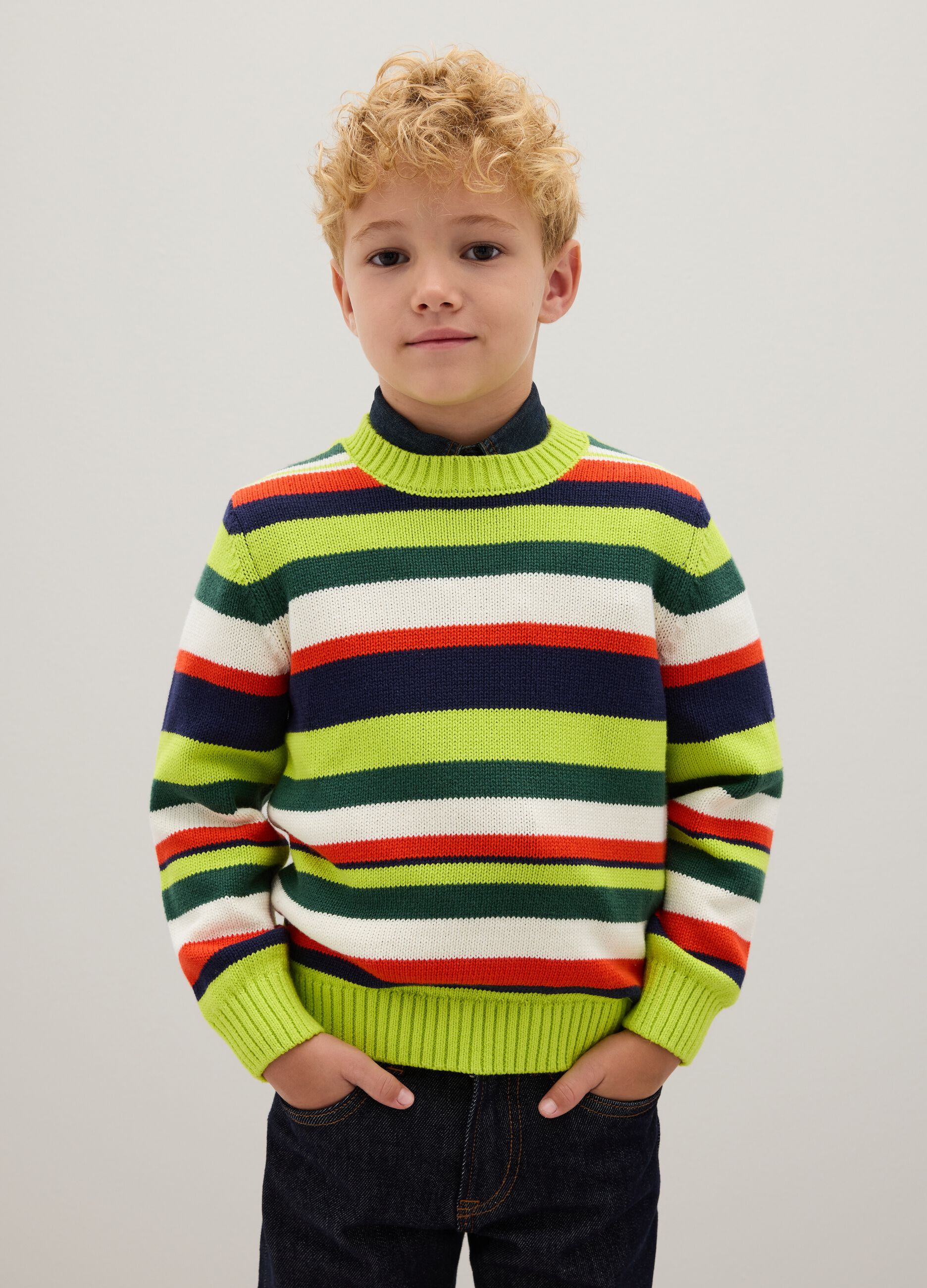 Boys' pure cotton multicolour regular fit jumper