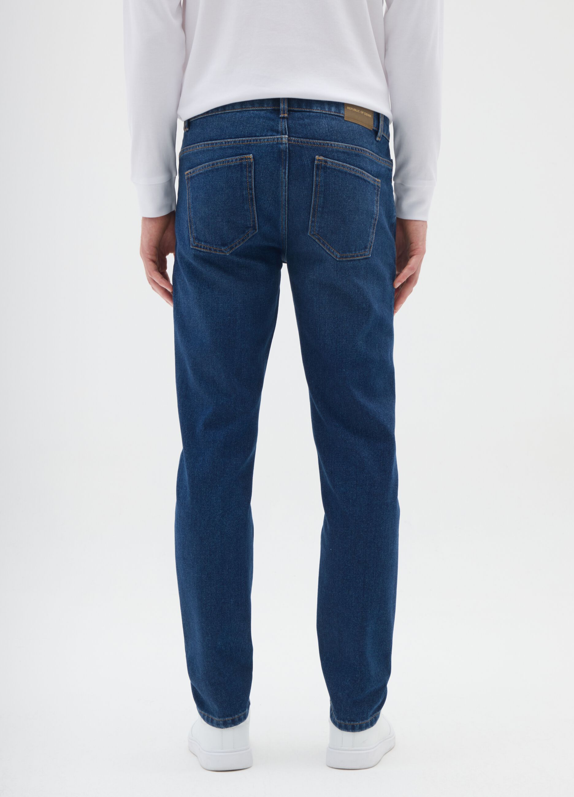 Jeans denim blu in misto cotone slim fit