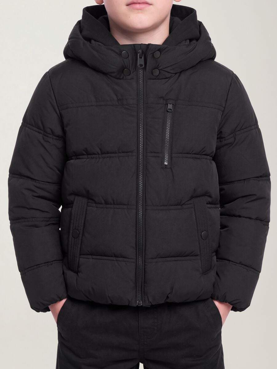 Black padded jacket in stretch fabric_2