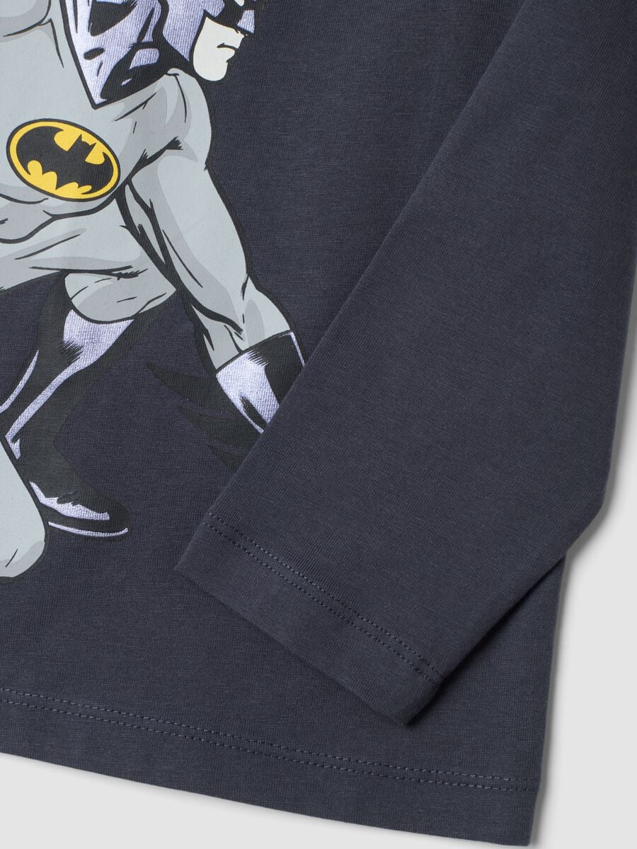 T-shirt blu in puro cotone con stampa Batman over fit_3