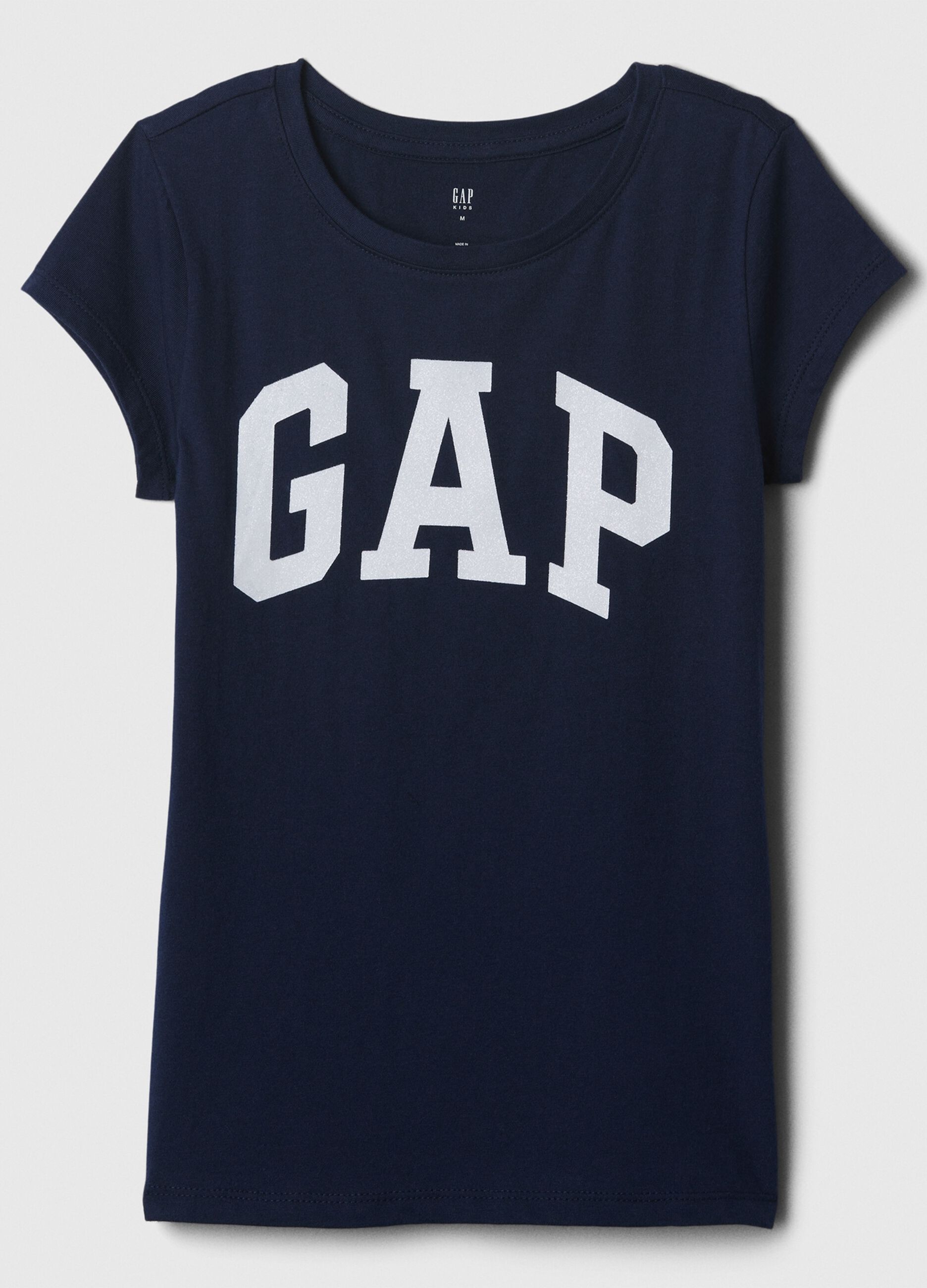 T-shirt in puro cotone blu da bambina regular fit con logo