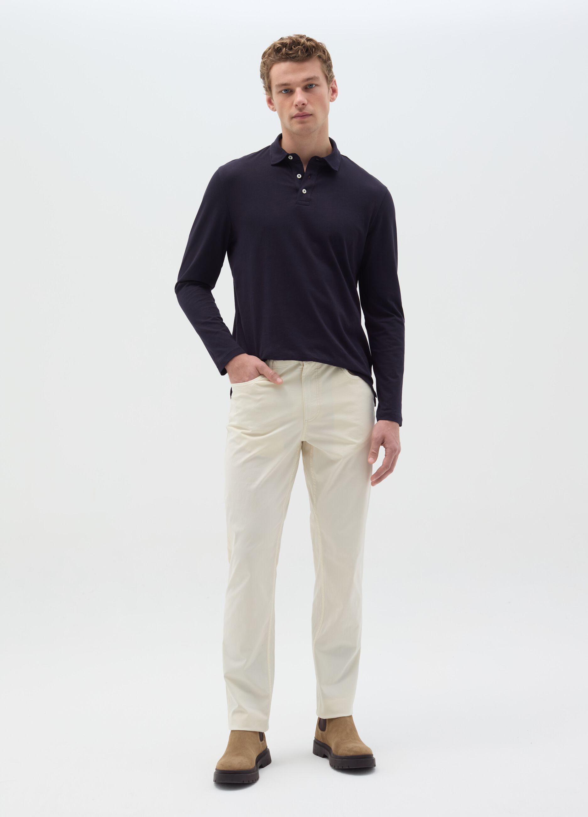 Slim-fit trousers in cotton poplin