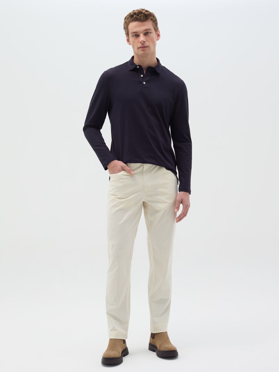 Slim-fit trousers in cotton poplin_0