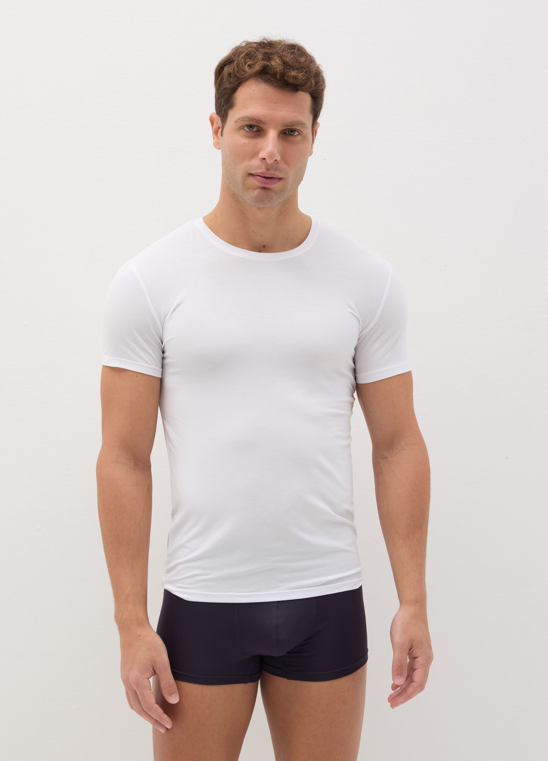 Stretch modal undershirt with round neck