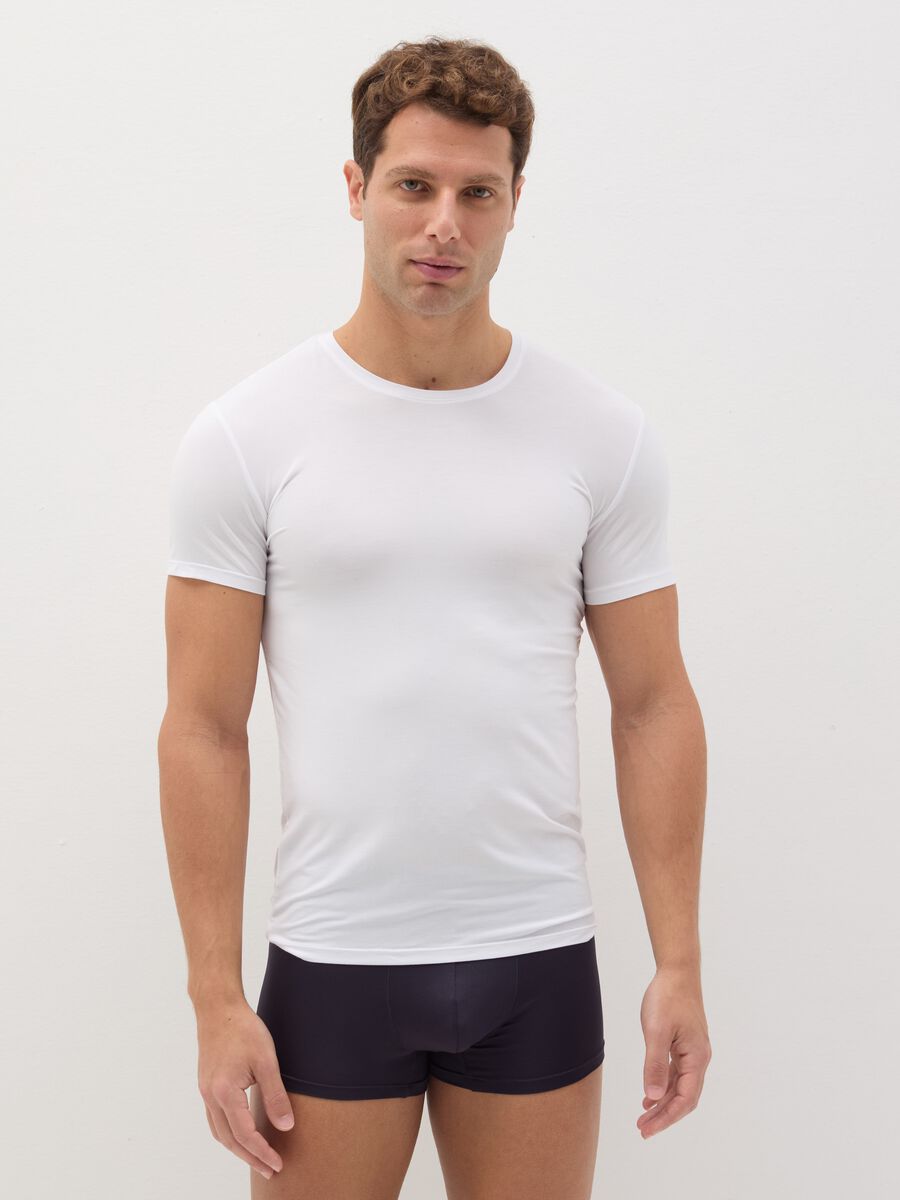 Stretch modal undershirt with round neck_0