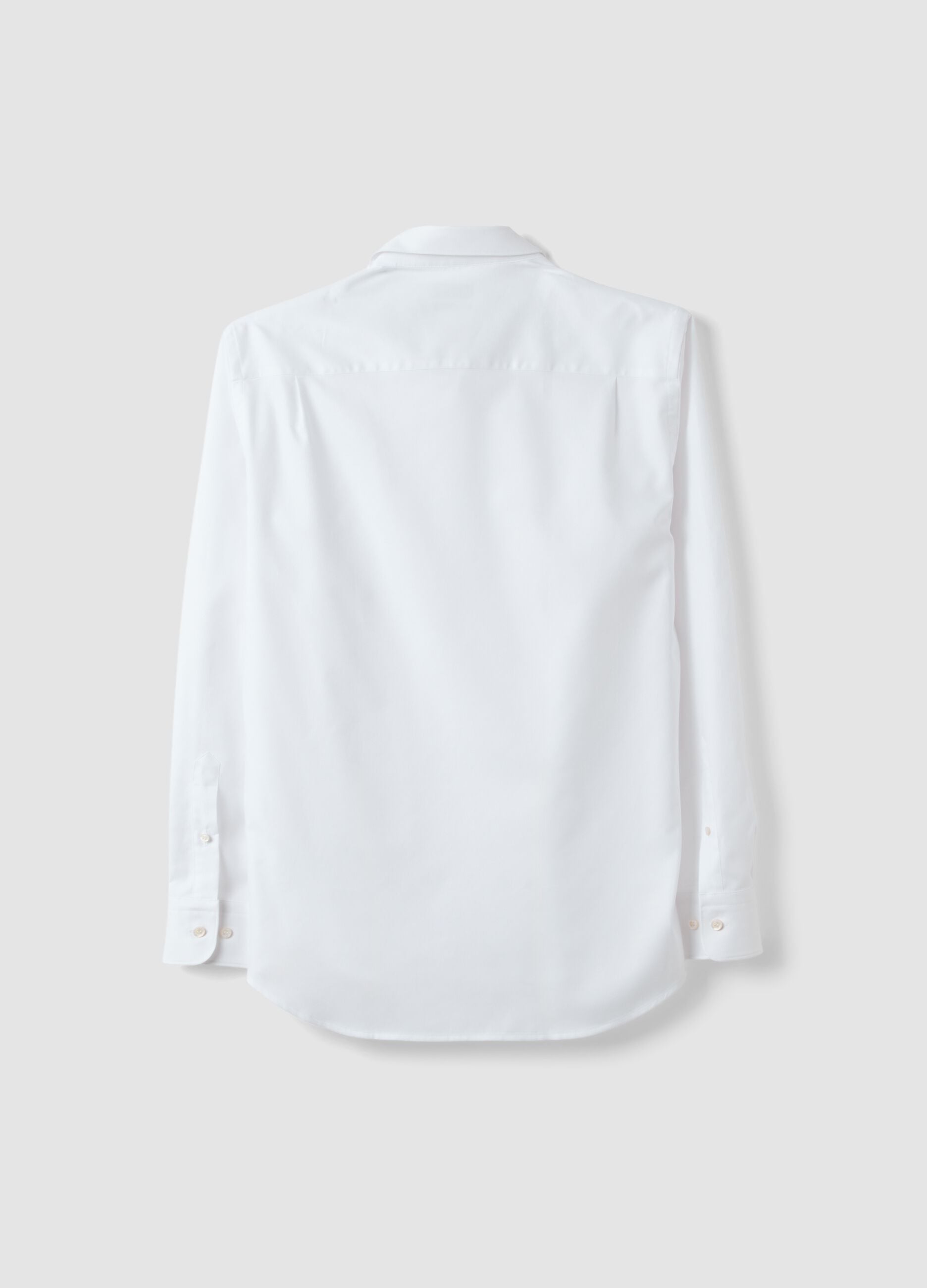 White pure cotton dobby shirt, regular fit