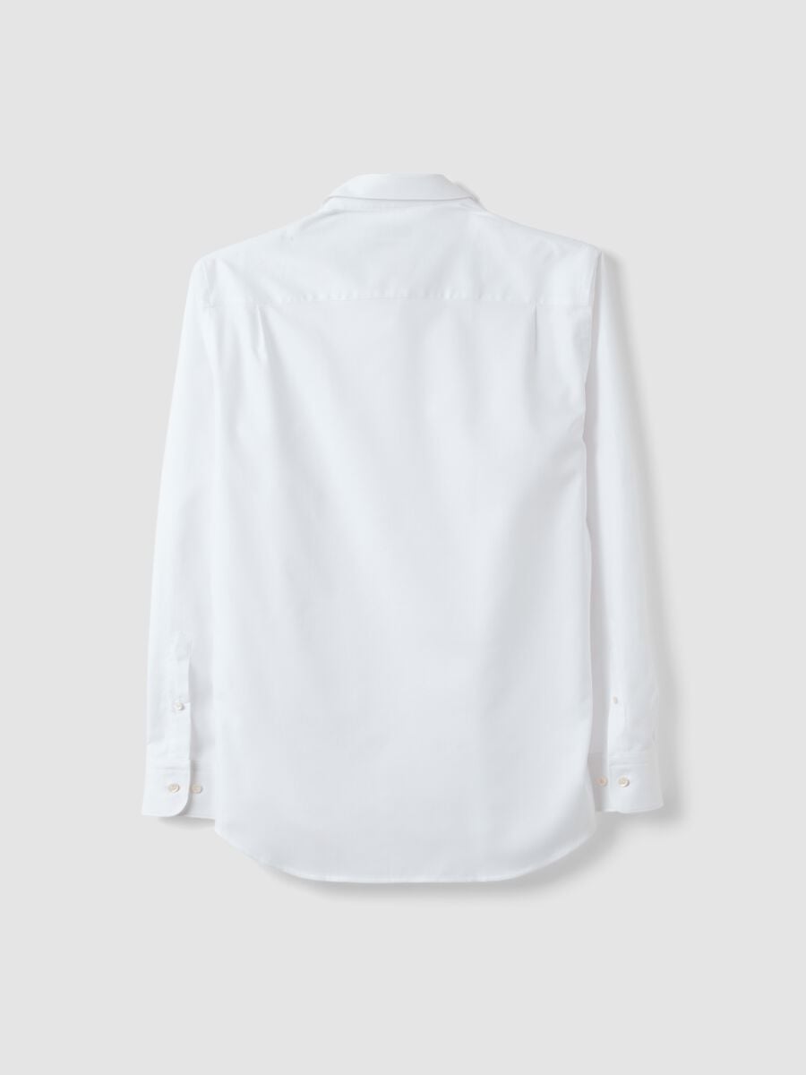 Camicia bianca in puro cotone dobby regular fit_1