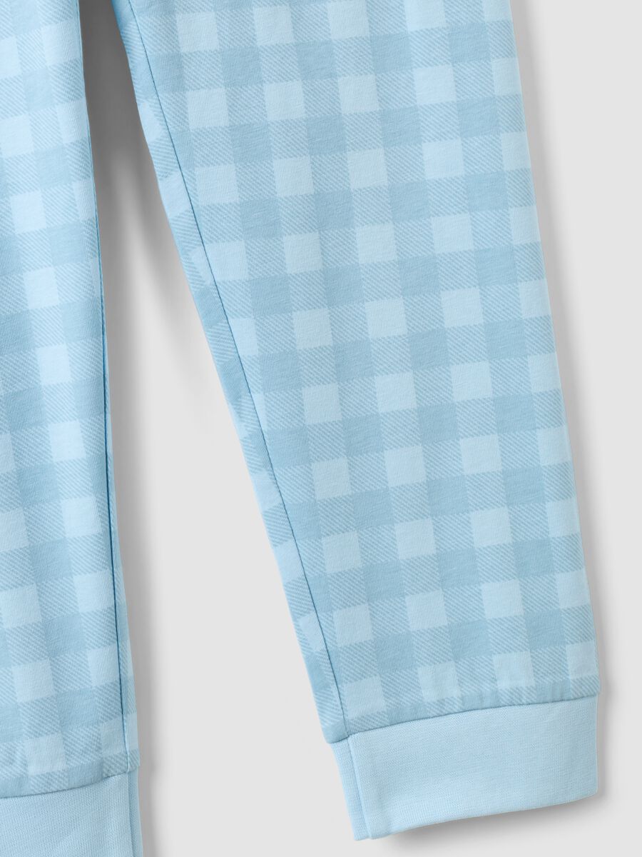 Pigiama azzurro in puro cotone organico con girocollo per bambino_3