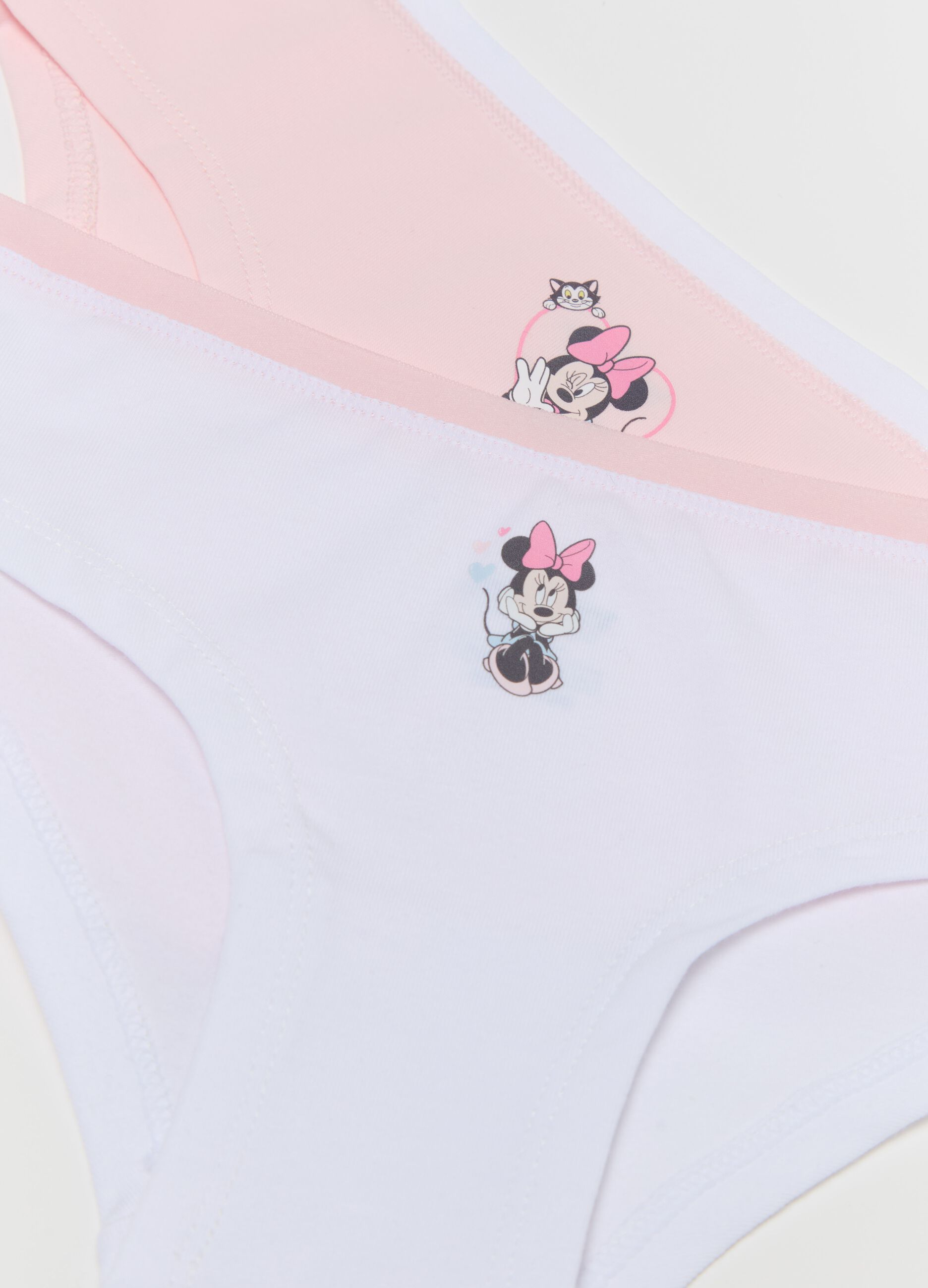 Three-pack stretch cotton French knickers with Minnie Mouse print