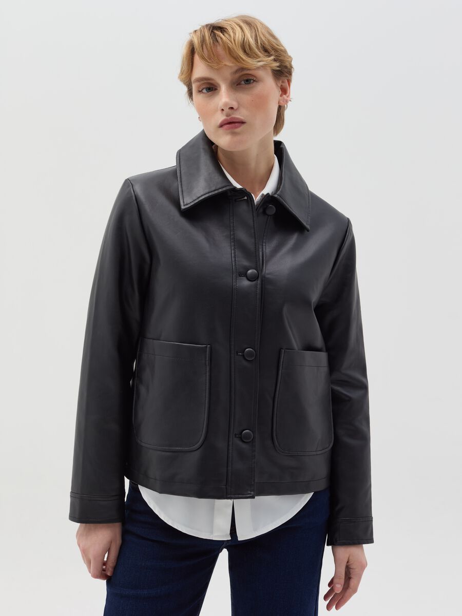 Glossy-effect shacket_0