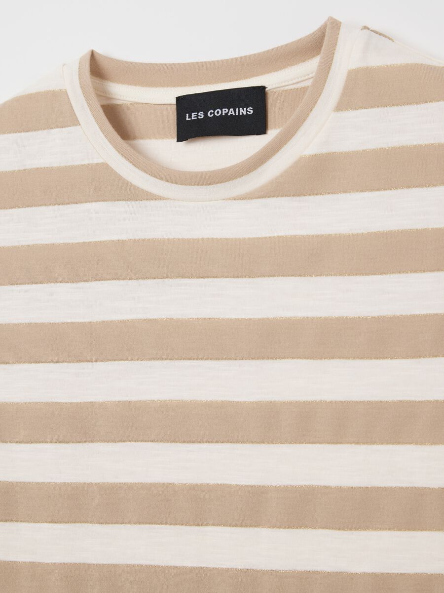 T-shirt with white and beige lurex stripes_5