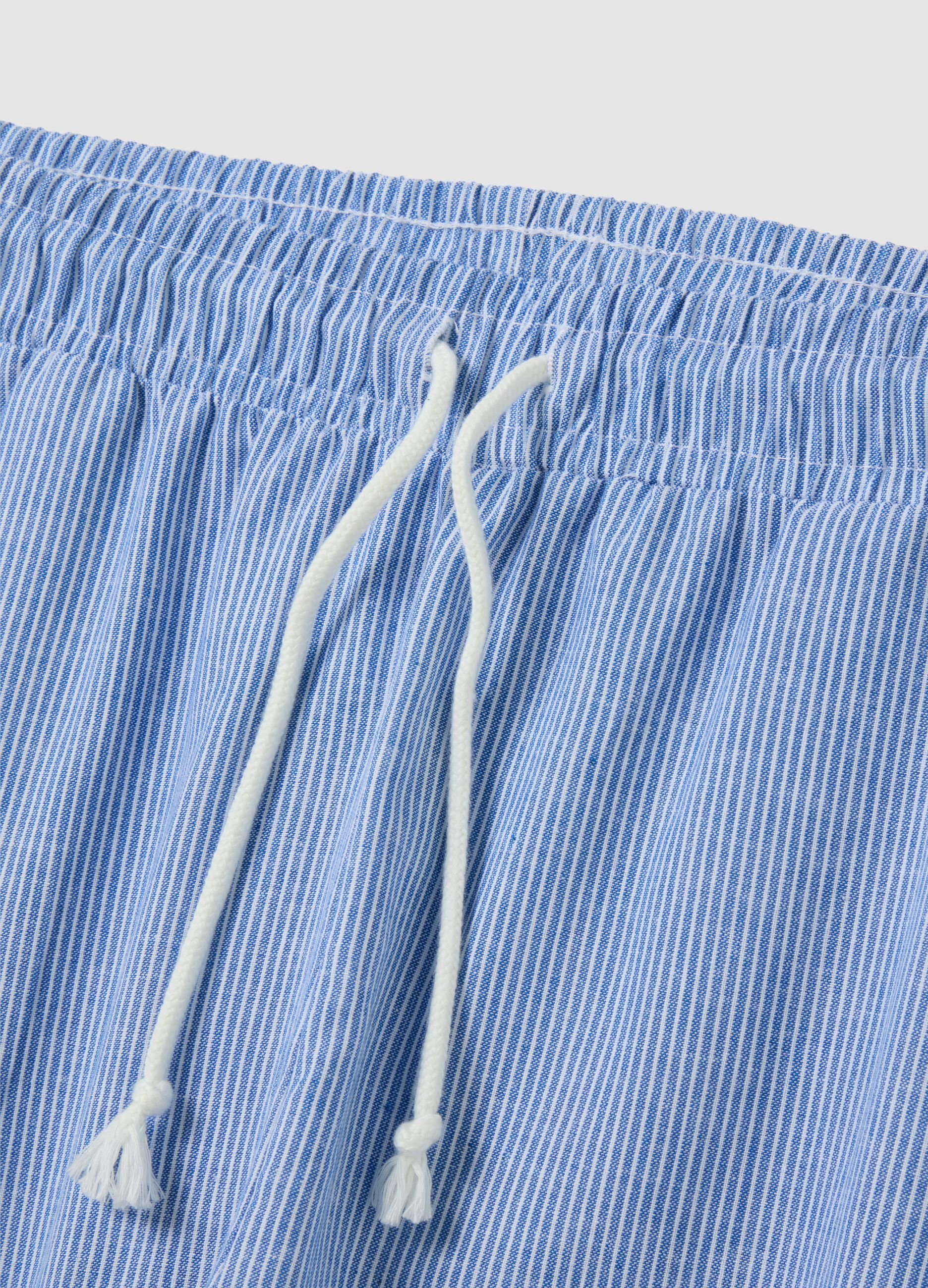 Pantaloni da uomo in puro cotone azzurro regular fit