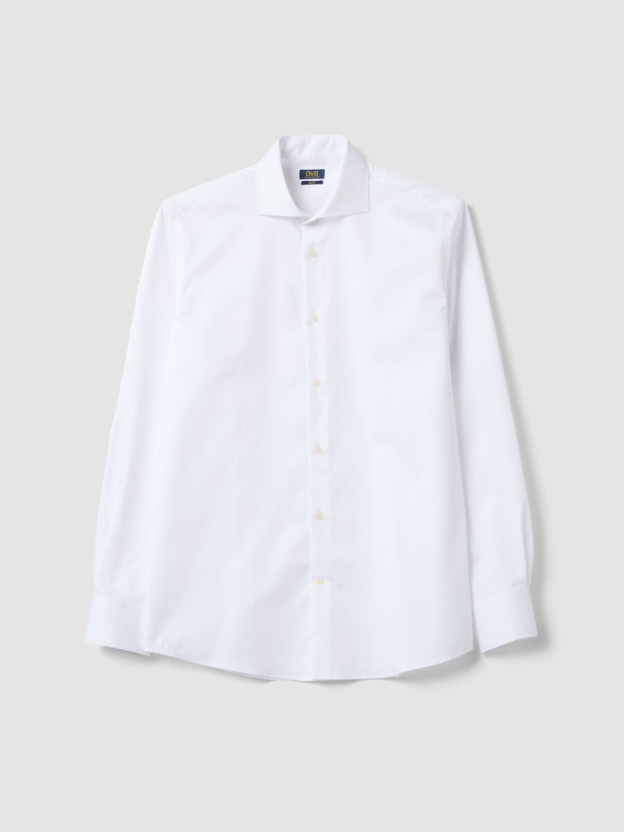 Camicia slim fit bianca in puro cotone con collo francese no iron_4