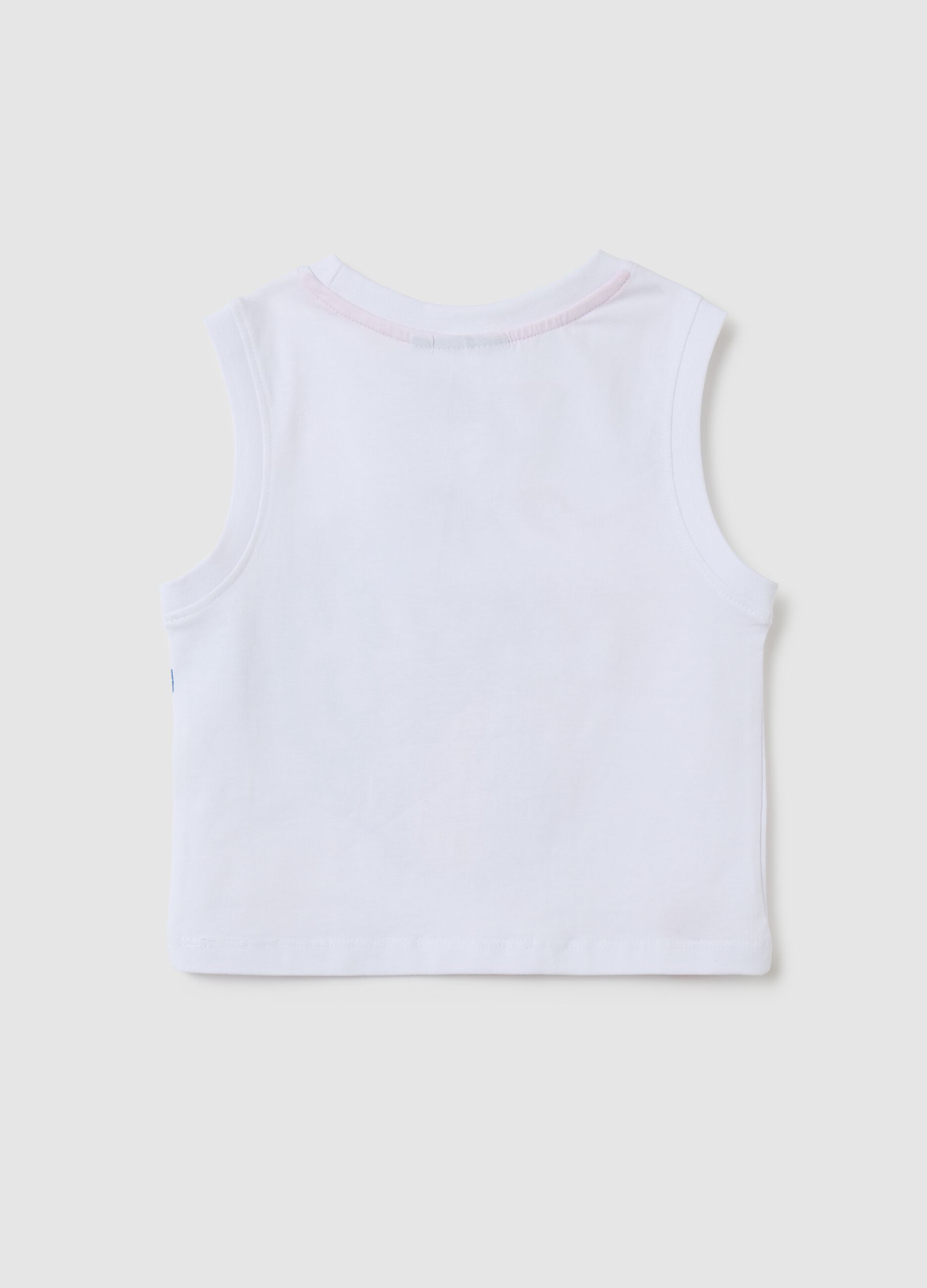 Girls' white cotton vest regular fit with New York Knicks print