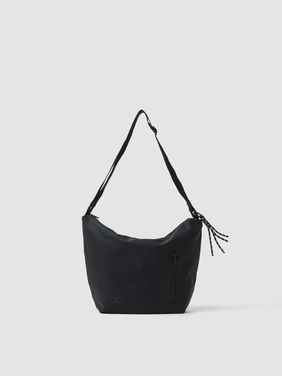 Black shoulder bag with adjustable strap_0