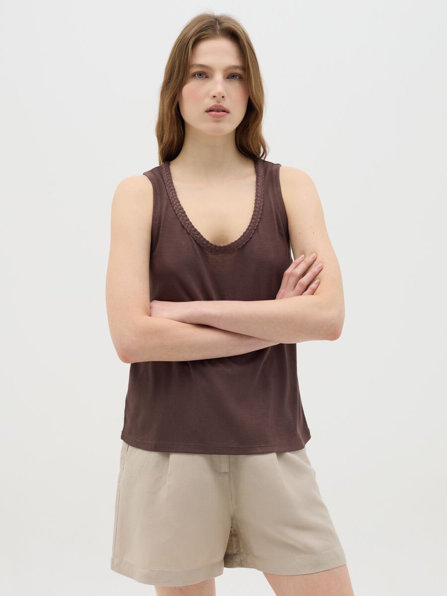 Brown Jersey Tank Top_0