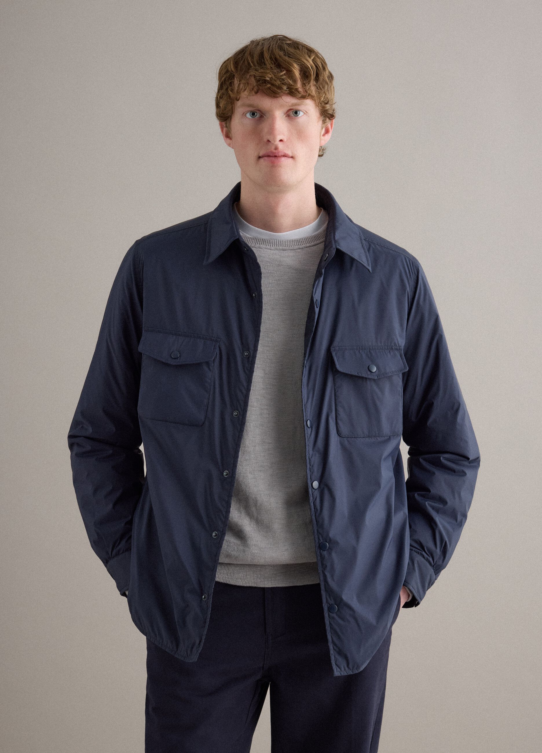 Blue lightweight regular fit jacket with zip