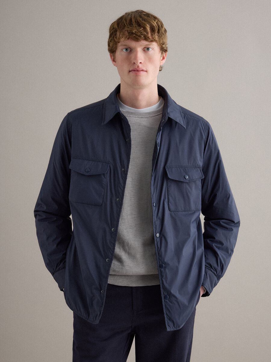 Blue lightweight regular fit jacket with zip_0