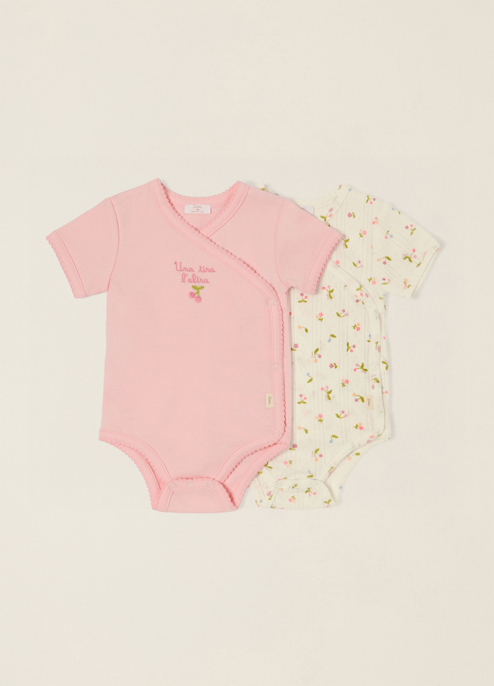 Two-pack of multicolour pure cotton bodysuits