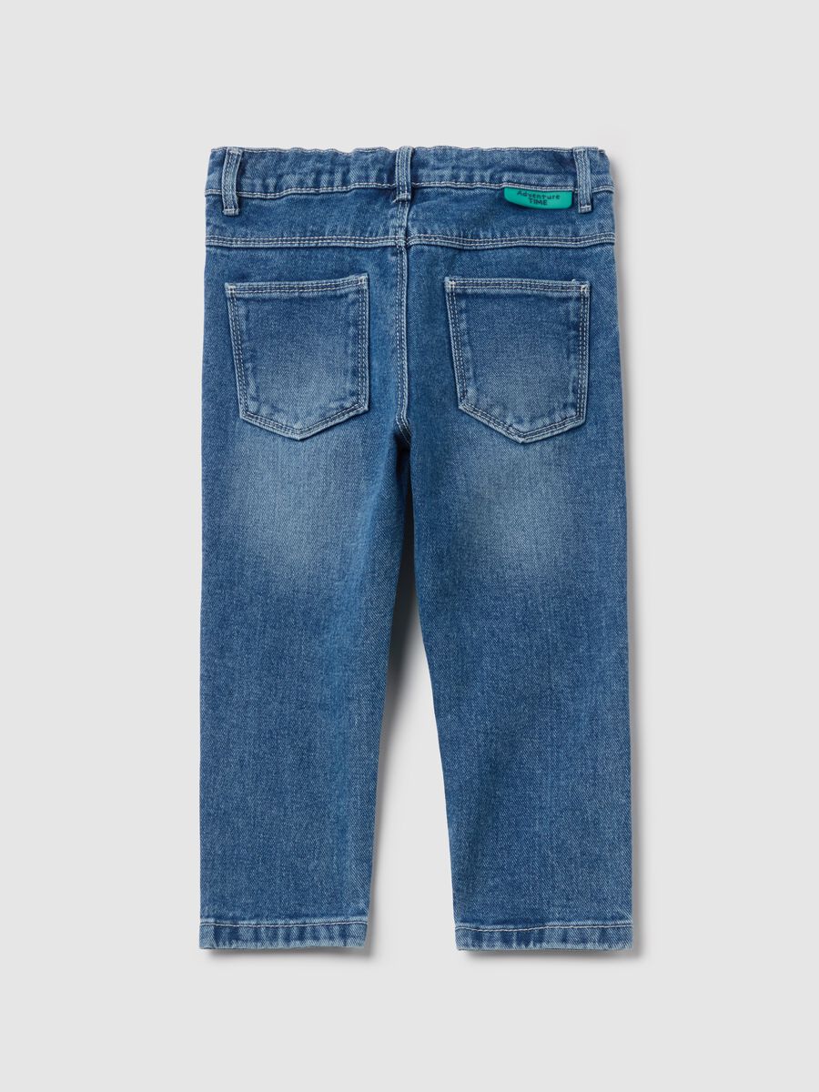 Five-pocket jeans with crocodiles print_1
