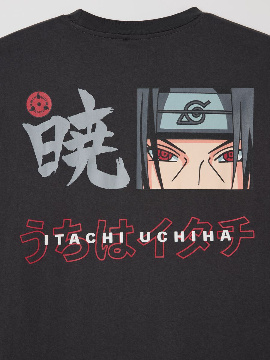 Black T-shirt with Itachi Uchiha print_5