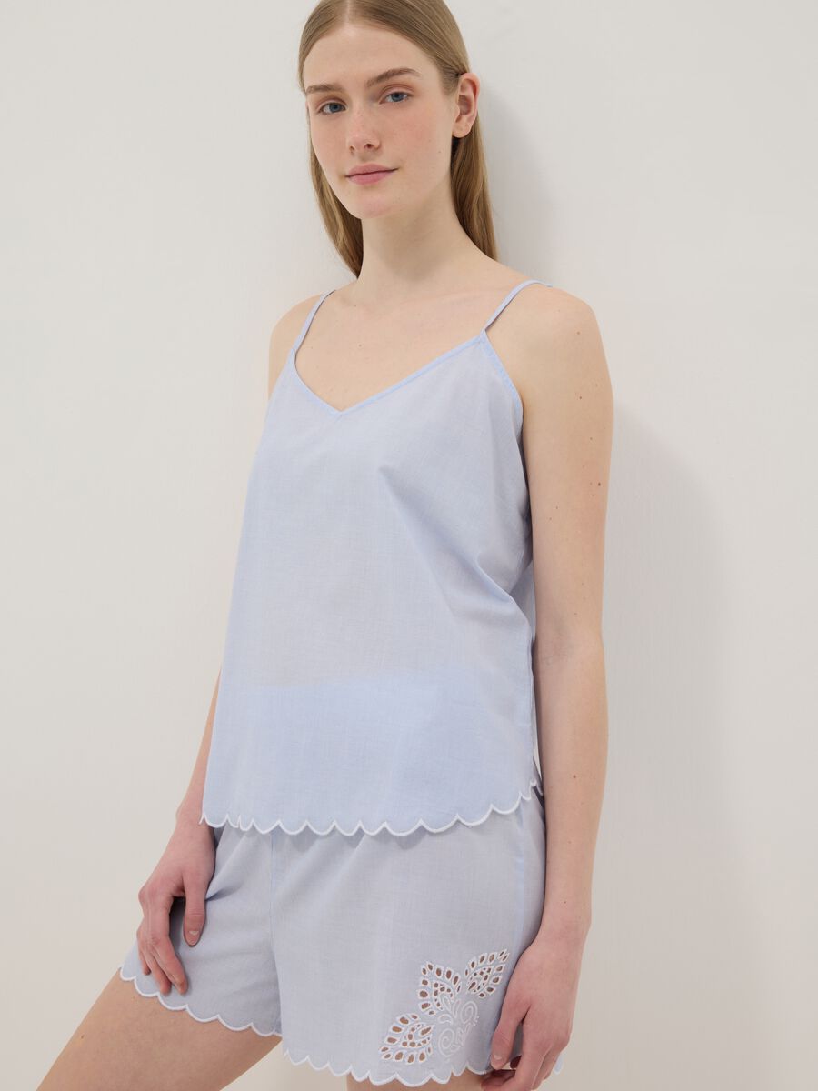 Light blue pure cotton camisole pyjama top_0