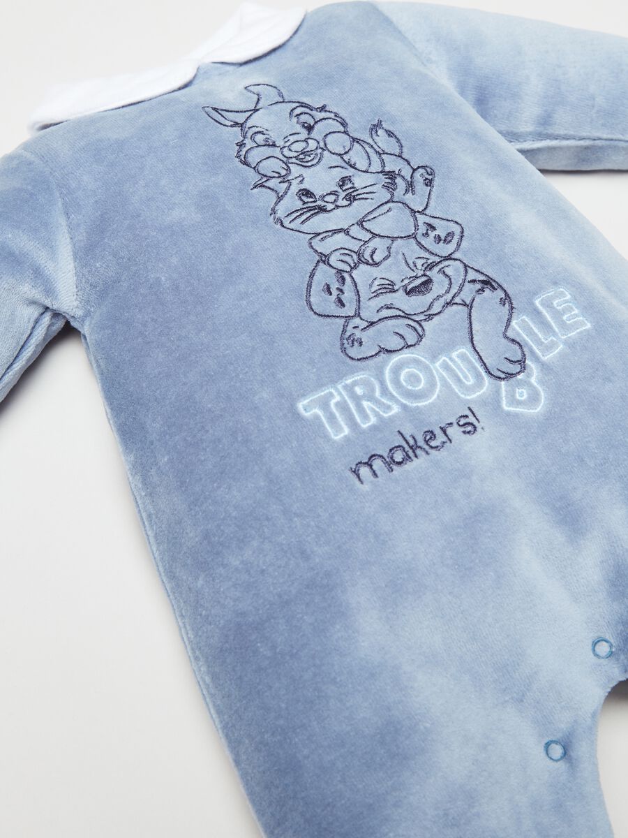 Tutina in velour con piedini ricamo Tamburino_2