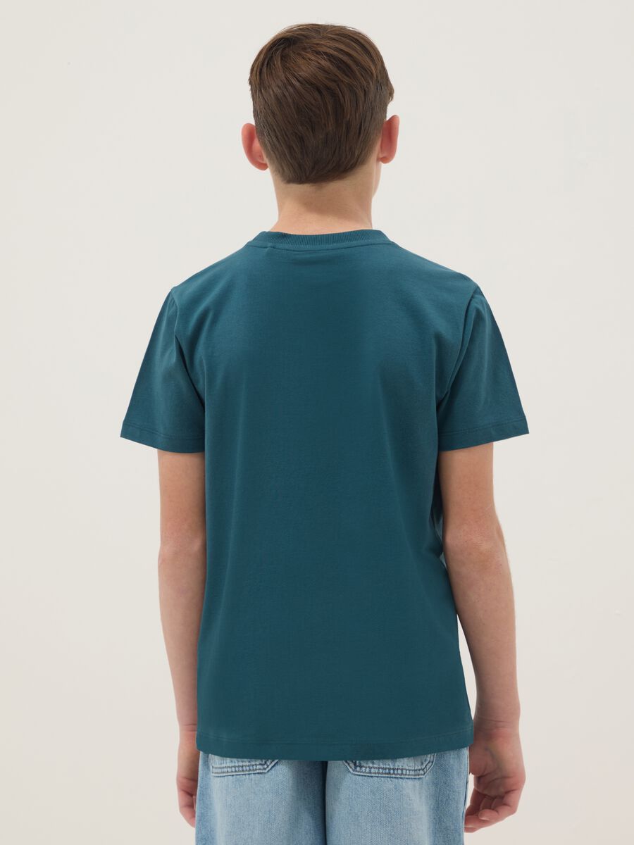 T-shirt in puro cotone verde da ragazzo regular fit con stampa_1