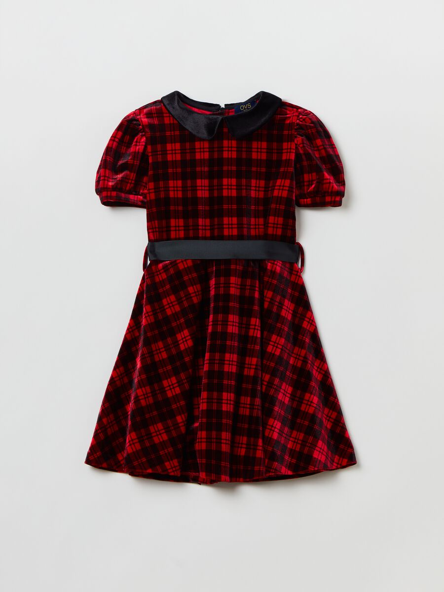 Abito in velluto con fantasia tartan_0