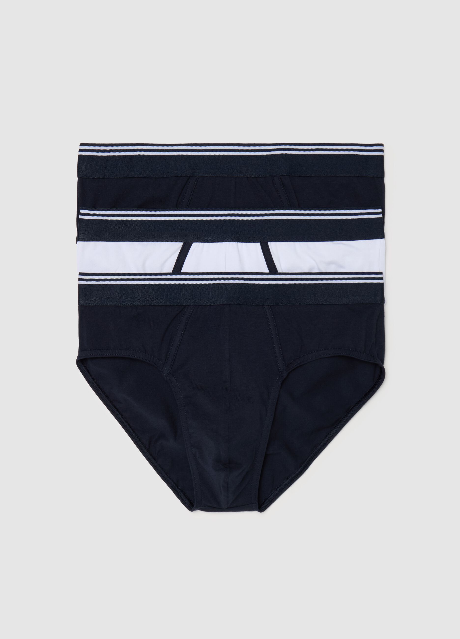 Tripack slip in cotone stretch dettaglio a righe 