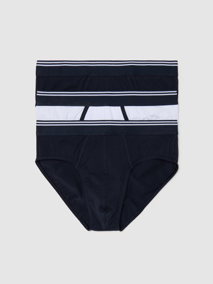 Three-pack briefs in stretch cotton with striped detail_4