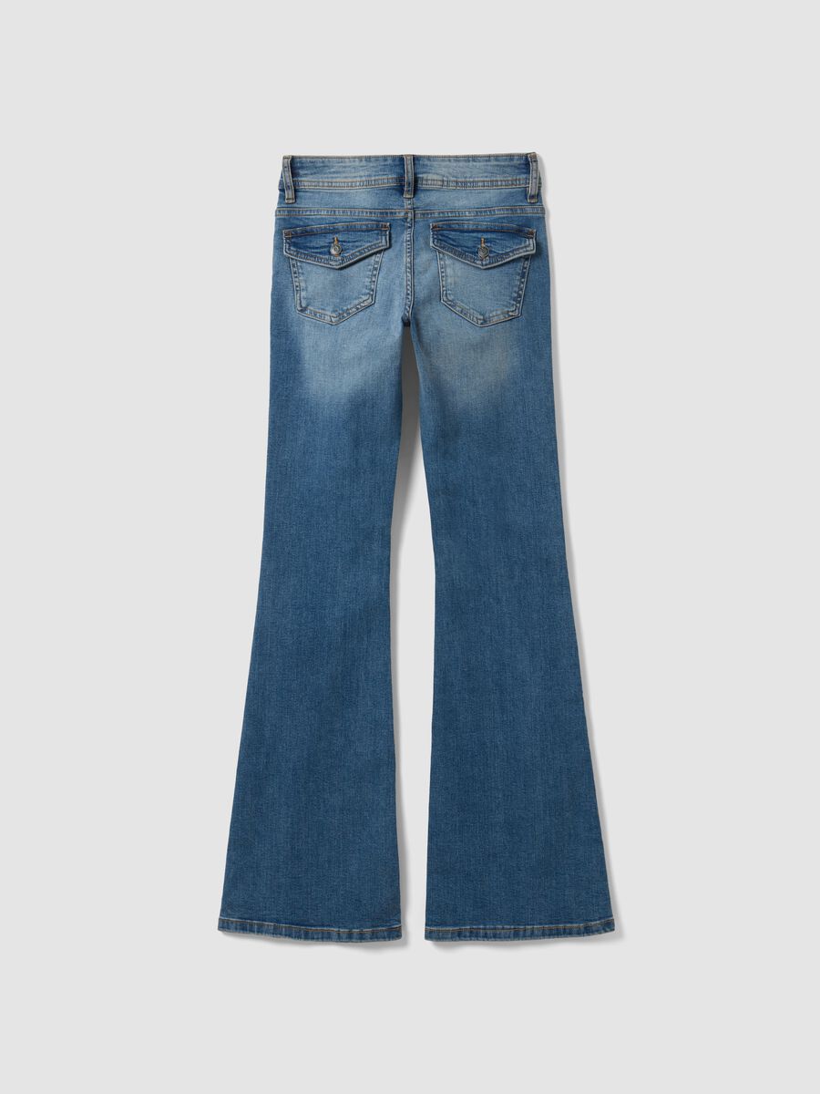 Blue stretch cotton flare jeans_6